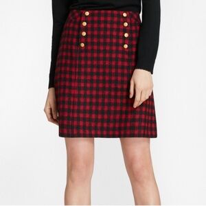 Brooks Brothers Red and Black Checkered preppy plaid Mini Skirt